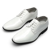 Bruno Marc Men's Faux Patent Leather Dress Shoes Classic Lace-up Formal Oxford WHITE CEREMONY-06 size 11