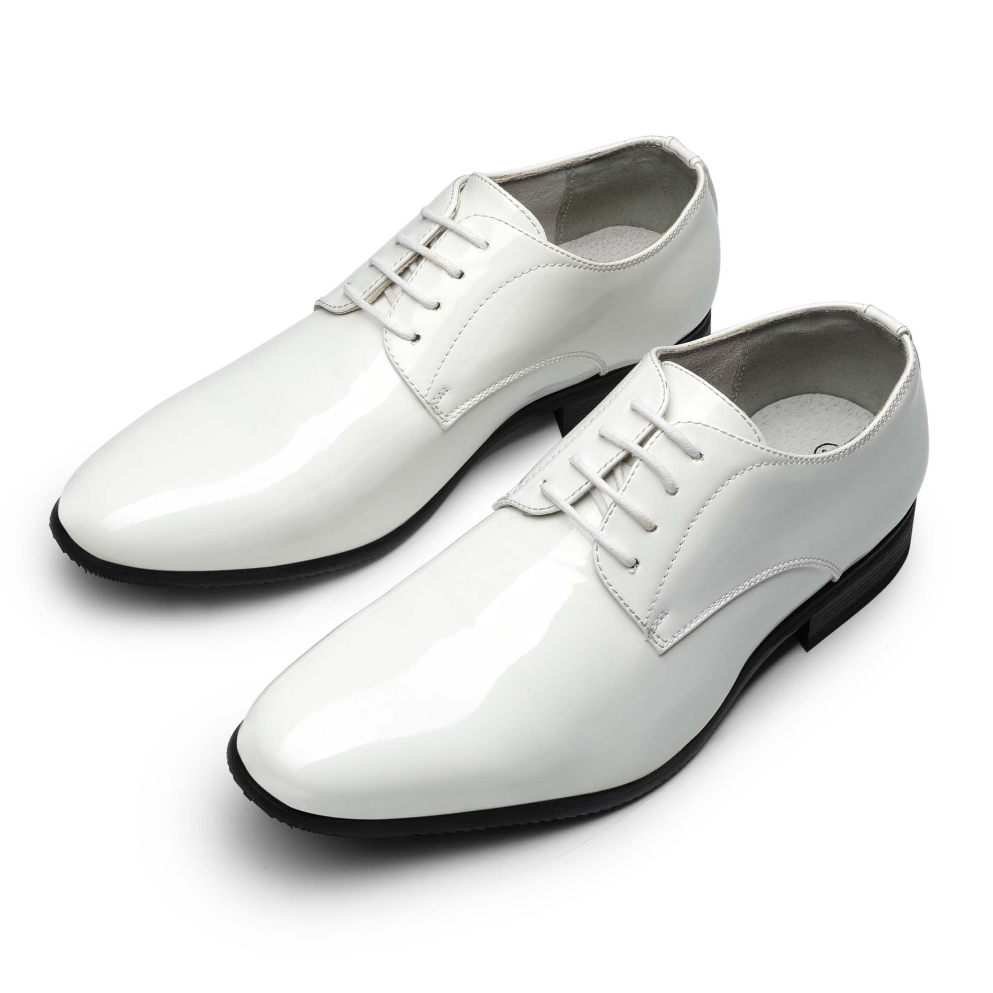 White Leather Cheap Mens White Dress Shoes Good Looking White