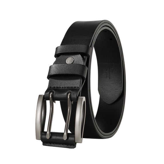 Bruno Marc Men's Genuine Leather Double Prong Dress Casual Jeans Belt ABBL213M BLACK Size 46-52