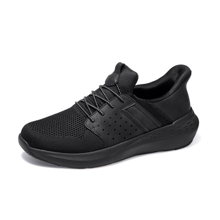 Casual Men\'s Black Knit Slip-On Loafers with Elastic Laces Men main image 2