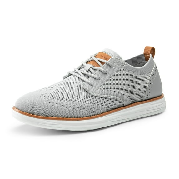 Bruno Marc Men's Knitted Wingtip Craft Mesh Oxford Sneakers Casual Dress Lace-Up Lightweight Walking Shoes GREY Size 8