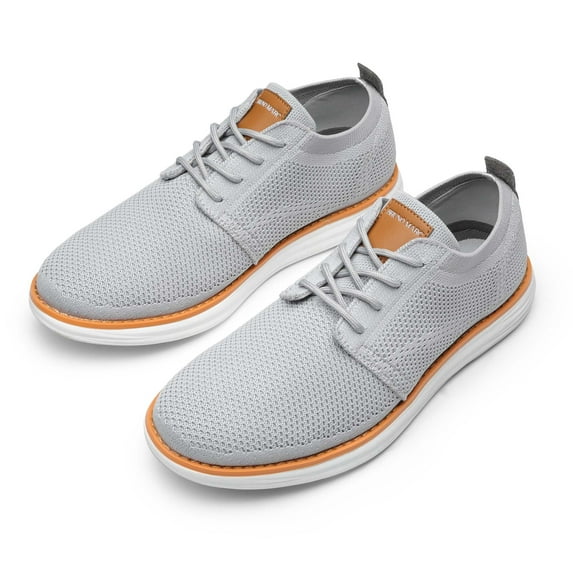 Burudani Men's Mesh Lace up Sneakers Oxfords lightweight breathable casual work Shoes GRAND-01 GREY Size 8