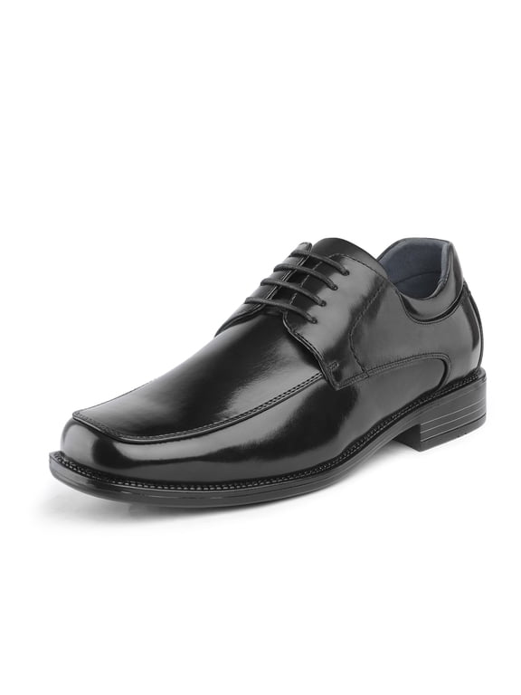 Men's Oxfords Shoes Classic Square Toe Leather Shoes For Men Lace up Dress Shoes GOLDMAN-01 BLACK Size 12