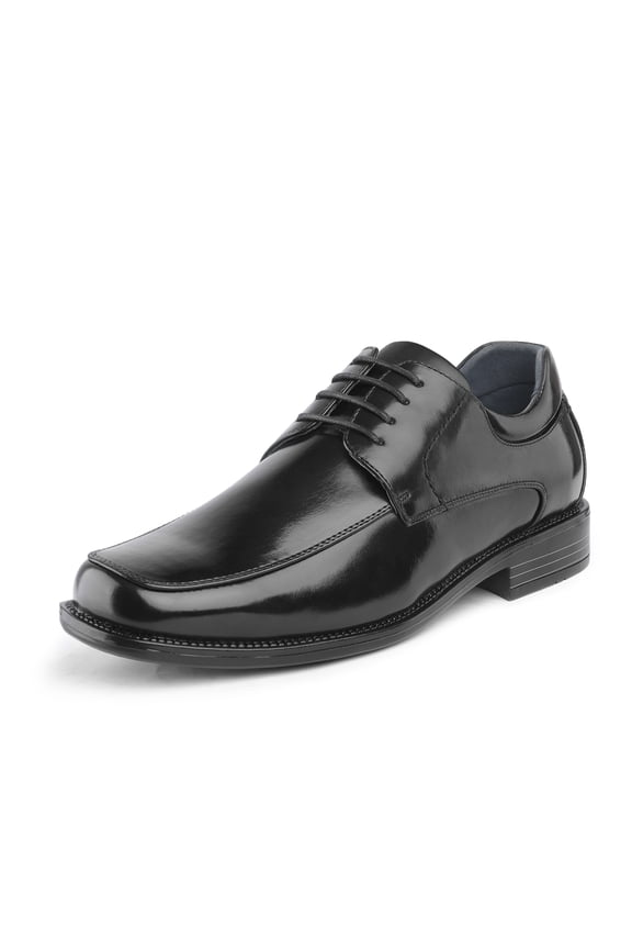 Men's Oxfords Shoes Classic Square Toe Leather Shoes For Men Lace up Dress Shoes GOLDMAN-01 BLACK Size 8