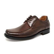 Bruno Marc Men's Oxfords Shoes Classic Square Toe Leather Shoes For Men Lace up Dress Shoes GOLDMAN-01 DARK/BROWN Size 8.5