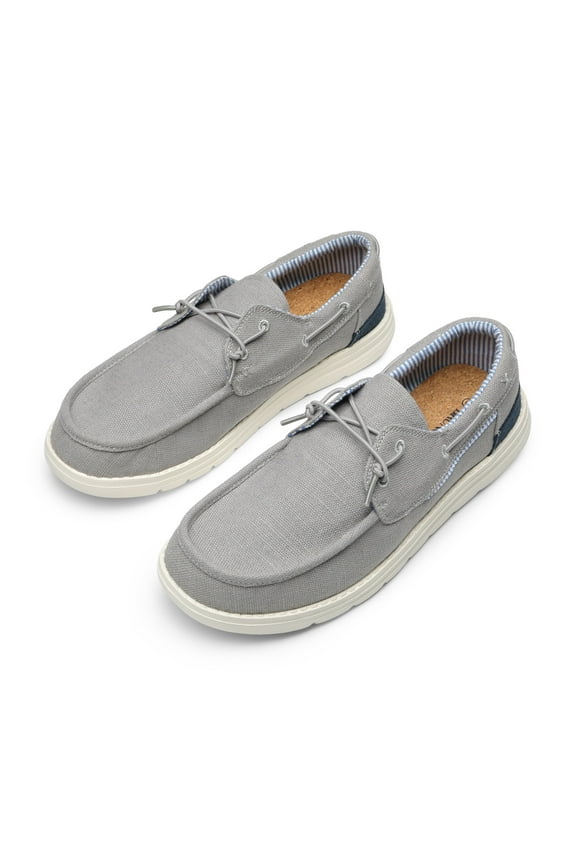 Men's Slip On Canvas Loafers Casual Deck Boat shoes GREY Size 13