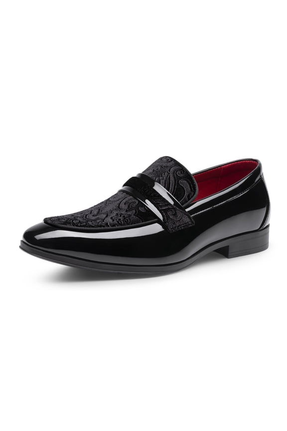 Men's Tuxedo Patent Loafers Classic Velvet Slip-on Dress Shoes