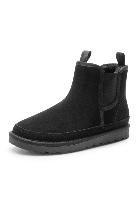 Men's Winter Snow Boots FuzzyGo Rugged Suede Leather Cold Weather Warm Chelsea Outdoor Boots