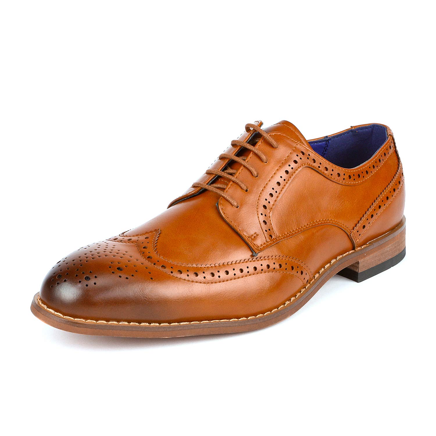 Bruno Marc Mens Brogue Oxford Shoes Lace up Wing Tip Dress Shoes Casual Shoes WILLIAM_2 CAMEL Size 7.5 - image 1 of 5