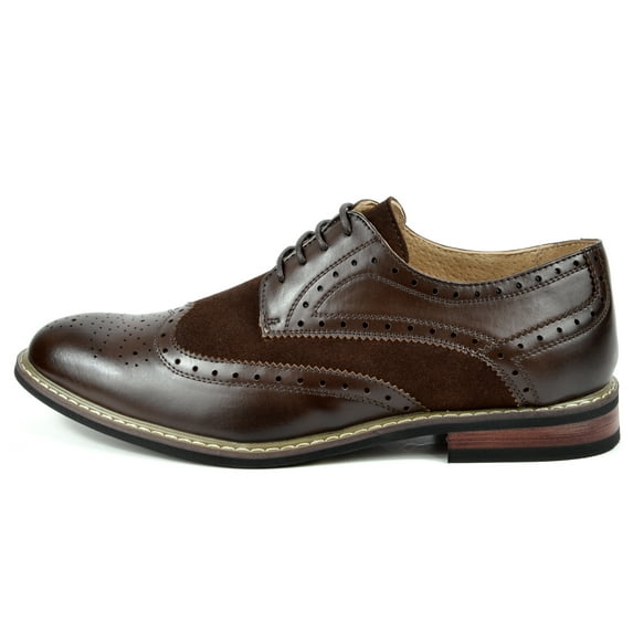 Bruno Marc Mens Brogues Leather Lined Lace-up Wing-Tip Formal Dress Oxford Shoes PRINCE-09 DARK/BROWN Size 7.5
