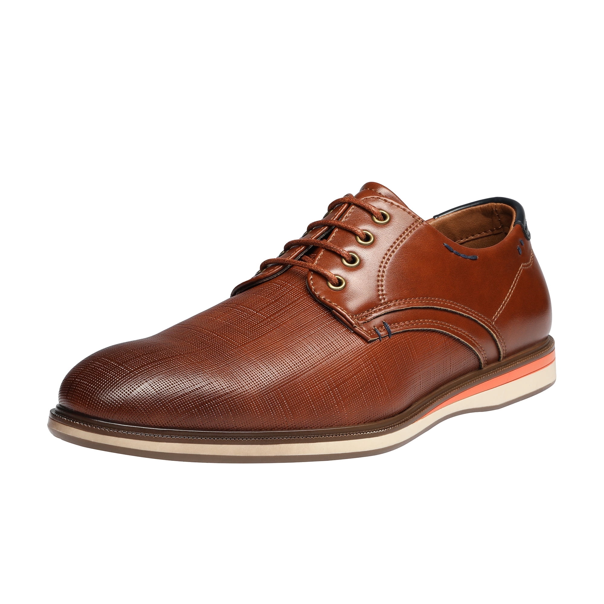 Mens Casual Shoes Round Toe Classic Lace-up Oxford Shoes Dress Shoes LG19009M BROWN Size 12