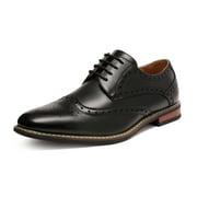 Bruno Marc Moda Italy Men's Prince Classic Modern Formal Oxford Wingtip Lace Up Dress Shoes 6.5-15 Brogue Oxford Shoes Prince-3 Black Size 9.5