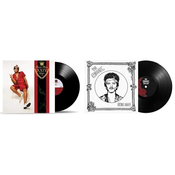 Bruno Mars: 2 Vinyl Record Album Collection - 24K Magic and The Romantic includes Lyric Booklet Records & LPs