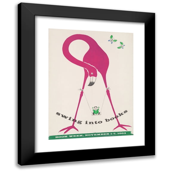 Bruno Munari 19x24 Black Modern Framed Museum Art Print Titled - Swing into Books. Book Week, November 1-7, 1964 (1964)