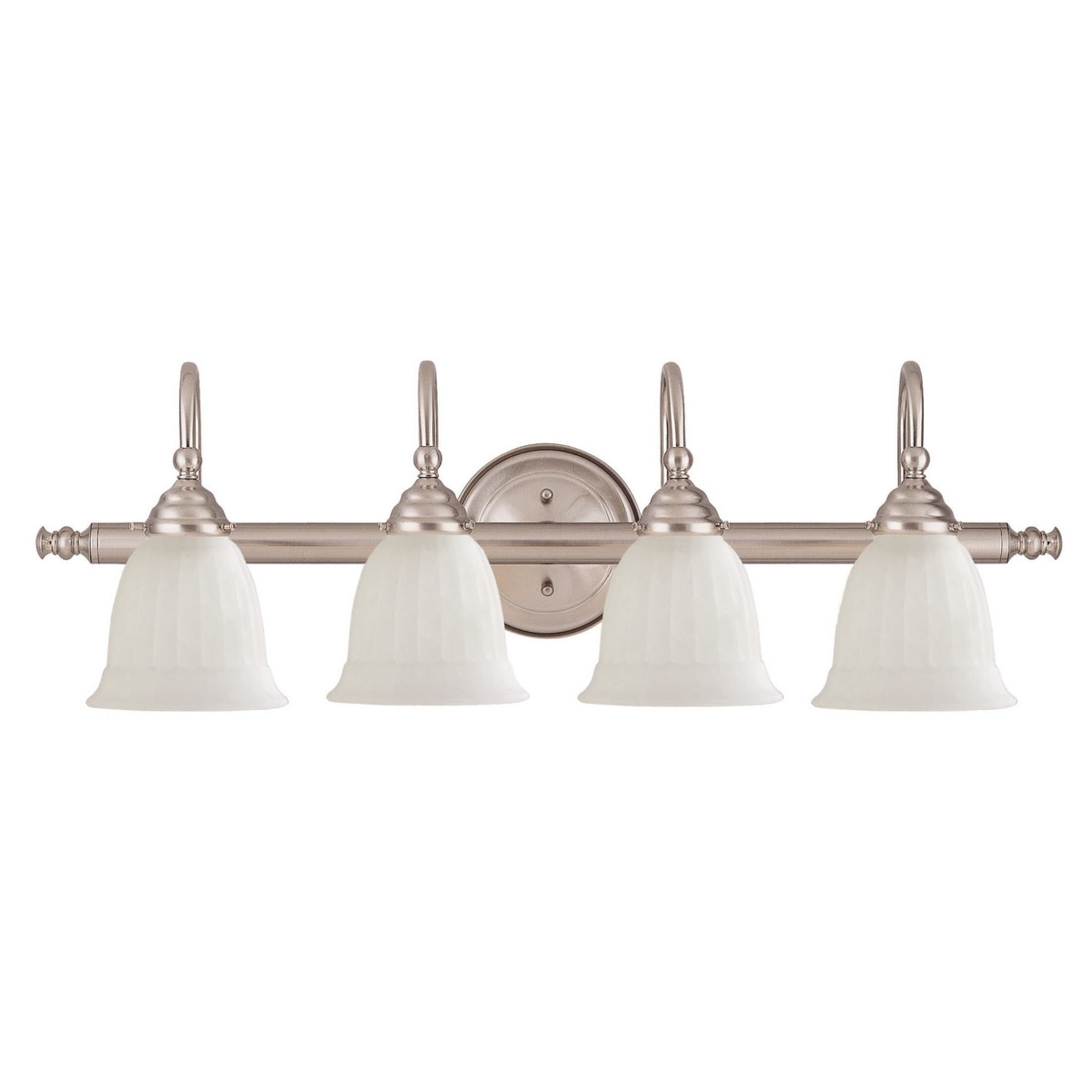 Brunswick 4-Light Satin Nickel Vanity Light with Glass Shades