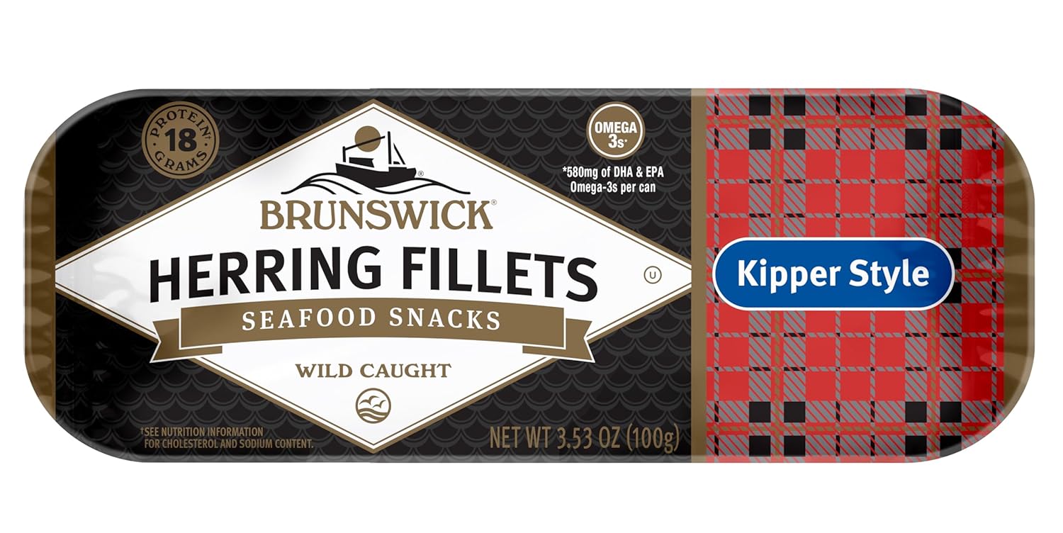 Brunswick Boneless Kipper Style Herring Fillets, 3.53 oz Can 18g
