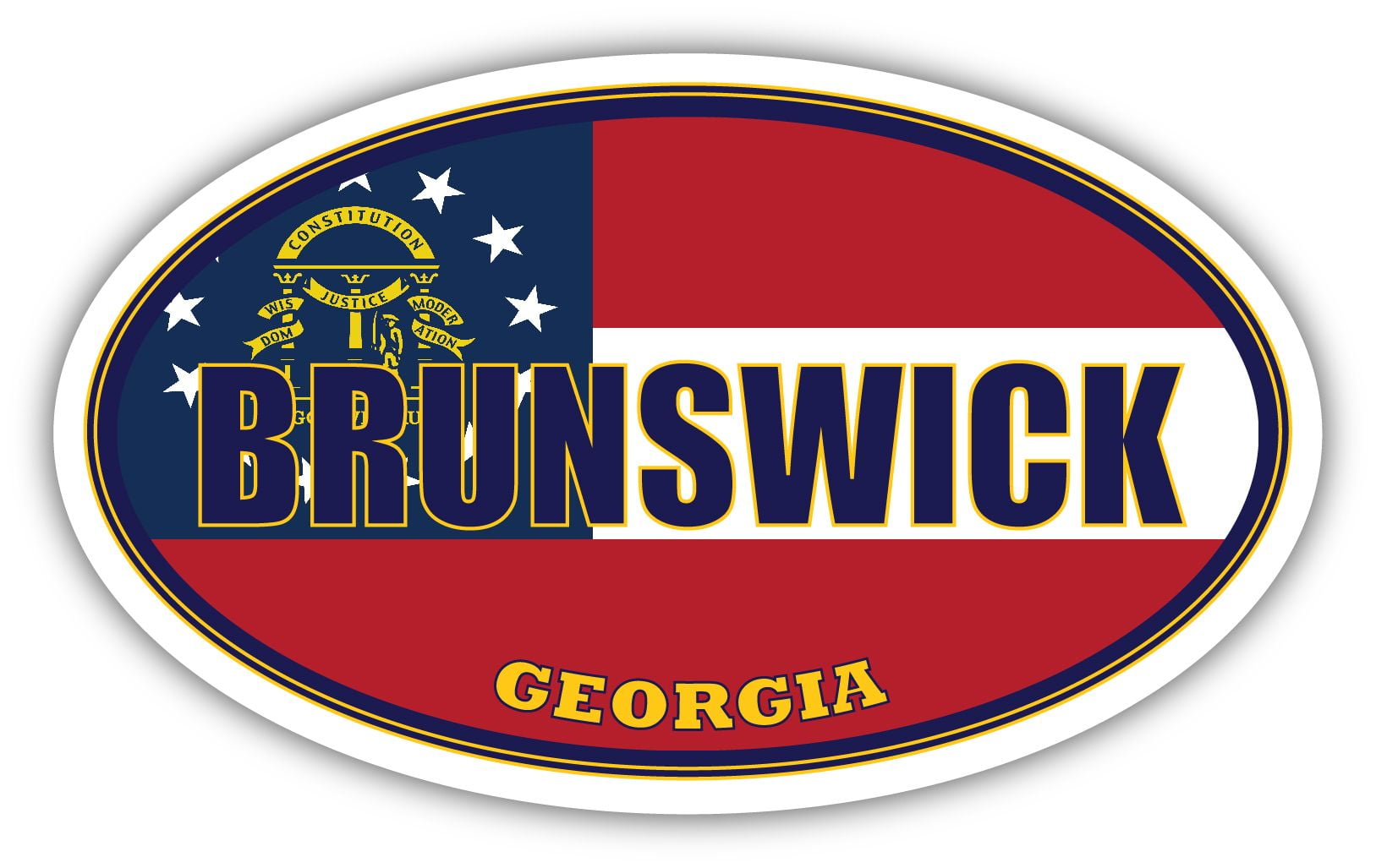 Brunswick, Georgia Oval Sticker – Durable Vinyl, Weather Resistant, Made In USA - View #3