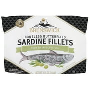 Brunswick Sardines in Olive Oil, Boneless and Butterflied Herring Fillets, Wild Caught, Gluten Free, 16g Protein per Serving, Shelf Stable Can, 3.75 oz