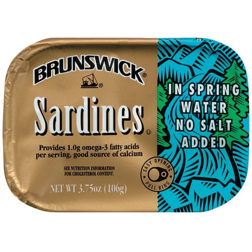Brunswick Sardine Fillets in Spring Water, No Salt Added, Gluten Free