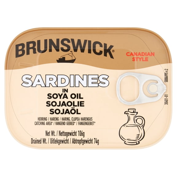 Brunswick Sardines In Soya Oil 106G, Imported from Britain