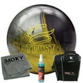 thumbnail image 1 of Brunswick Twist Black/Gold/Silver Bowling Ball | Moxy Strike Black Bowling Bag | Moxy Gray Micro Fiber Towel | Moxy Xtreme Power Cleaner Package, 1 of 1