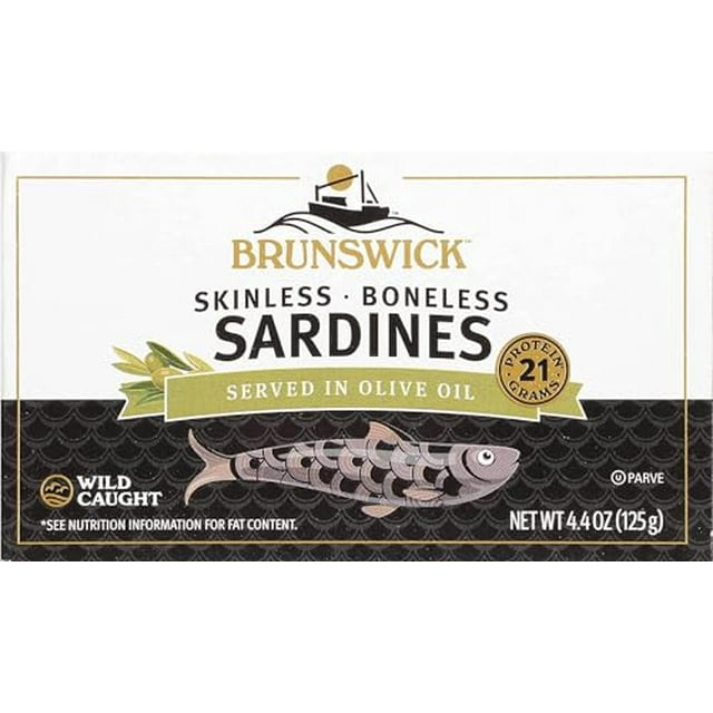 Brunswick Wild Caught Skinless and Boneless Sardines, Served in Olive