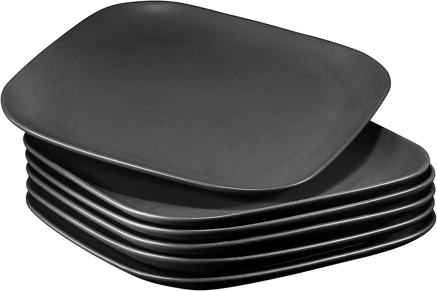 Bruntmor 10"" Ceramic Plates (Set of 6), Black Serving Platter