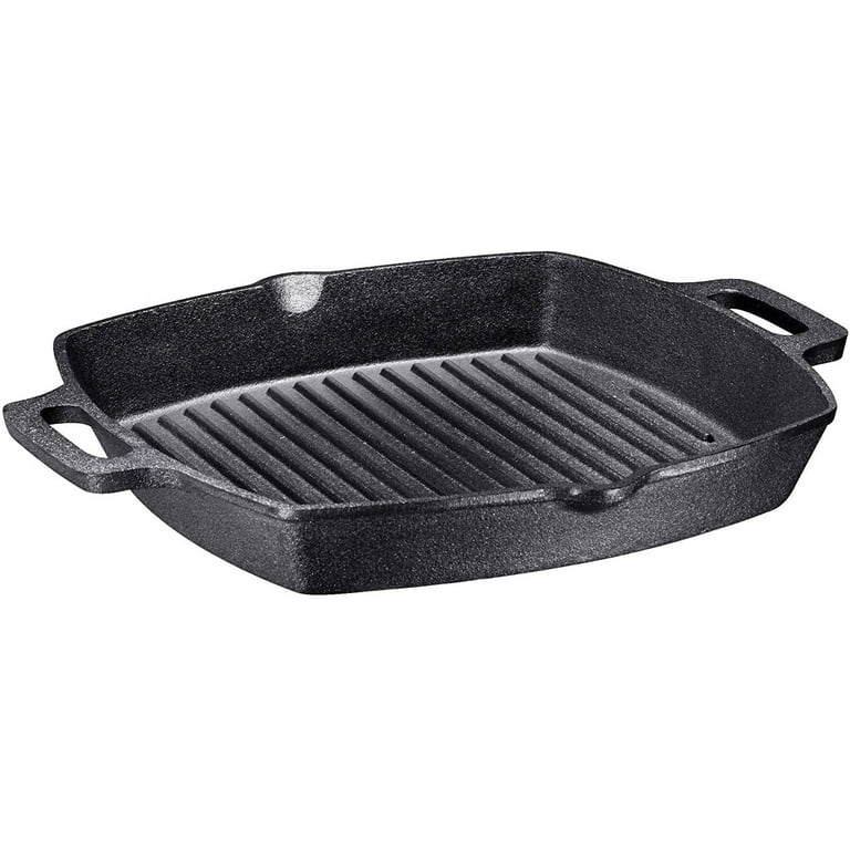 10.7 Cast Iron Grill Pan Non-Stick BBQ Skillet, Square Frying Pan  Breakfast Griddle Heavy Duty Construction Pan for Grill, Gas, Oven, Electric,  Induction and Glass 