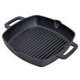 thumbnail image 1 of Bruntmor 10 Inch Square Cast Iron Grill Pan Steak Pan Pre Seasoned Grill Pan with Easy Grease Drain Spout, with Large Loop Handles for Grilling Bacon, Steak, and Meats, 1 of 6