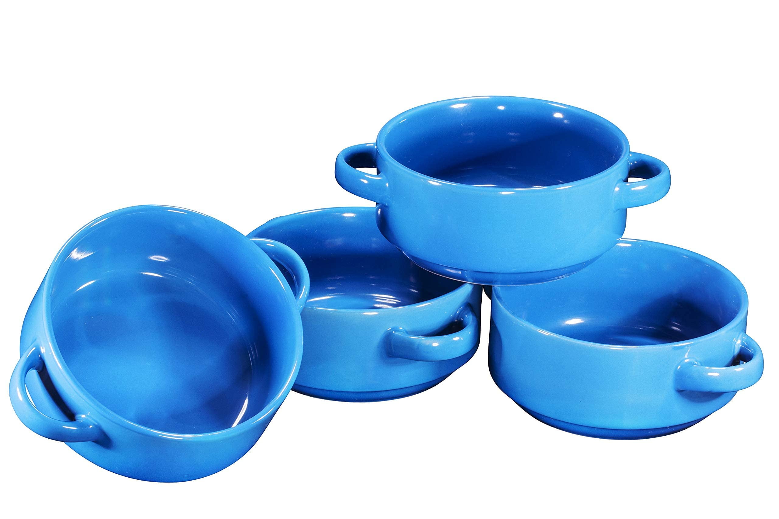 Bruntmor 19 Oz x 4 Blue Ceramic Soup Bowls With Handles