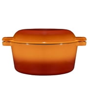 Bruntmor | 2 In 1 Enameled Cast Iron Double Dutch Oven Skillet Lid 5-Quart | 1