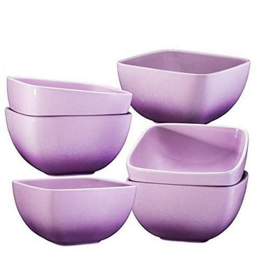 Bruntmor 26 Oz Square/Gradient Purple Bowl Set of 6 for Pasta, Cereal, Soup, Berries