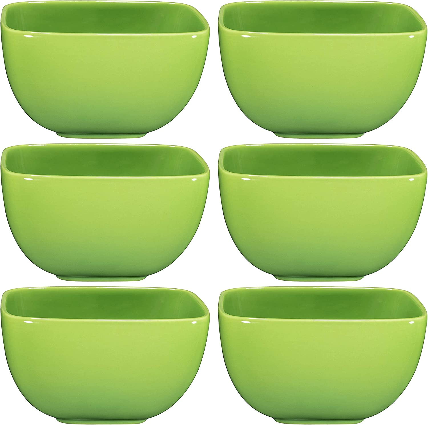 Bruntmor 26 Oz x6 Green Porcelin Ceramic Square Soup Bowls, Gradient