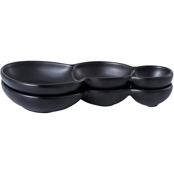 Bruntmor 3-Compartment Modern Matte Porcelain 105" Long Appetizer Serving Tray