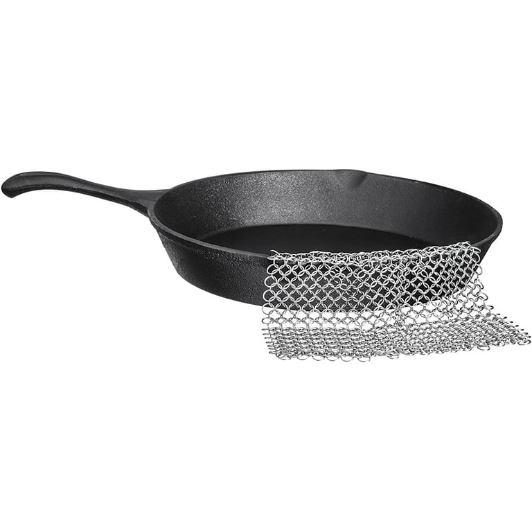 Bruntmor 304 Stainless Steel Chainmail Scrubber for Cast Iron Pans and More  Cookware - 8 x 8 Size, 18/10 Material 