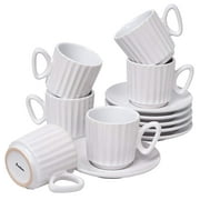 Bruntmor | 4 Ounce Espresso Set Of 6 Cups With Saucers By Bruntmor - Demitasse