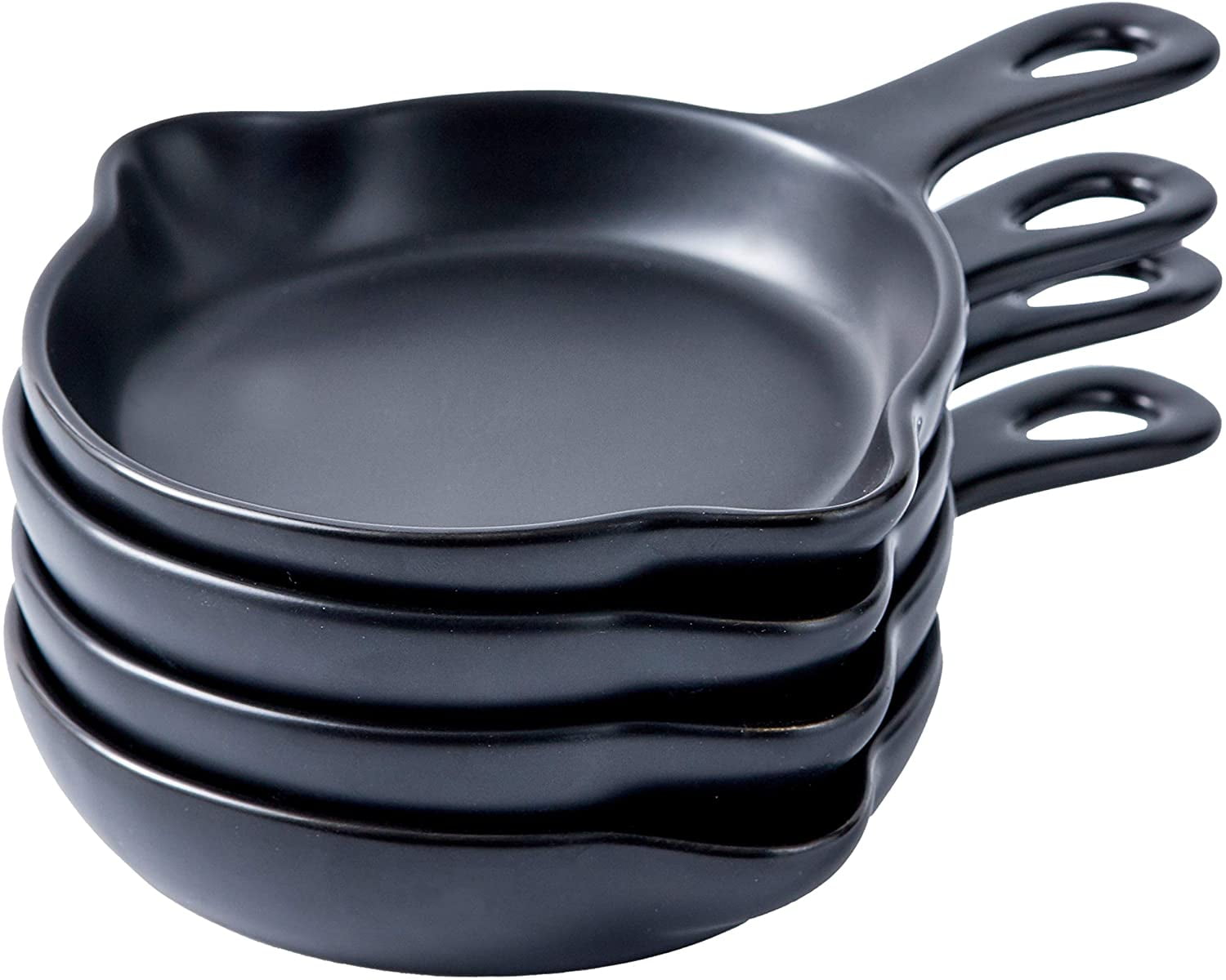 Bruntmor | 5" Matte Black Elegant Round Ceramic Skillet Dessert Plates