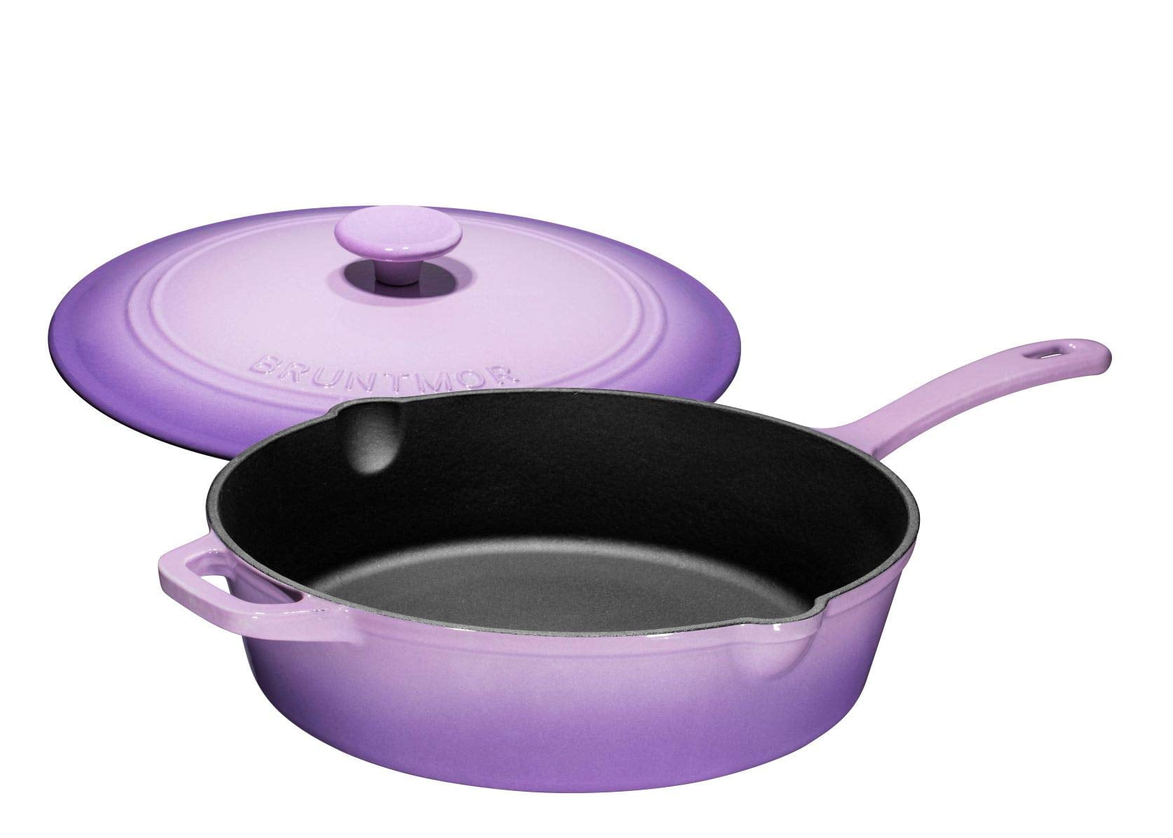 Bruntmor 2-in-1 Square Enamel Cast Iron Dutch Oven Baking Pan With Handles,  Purple