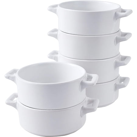 Bruntmor 6"" Ceramic Plates Set of 4, White Round Salad Plates For Kitchen Dish Plates