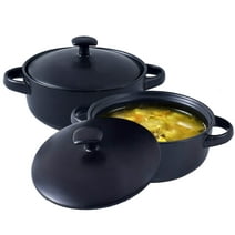 Bruntmor Bake & Serve Oven Safe Ceramic Soup Bowls With Handles and lids - 20oz Set of 2, For Soups, Stews & Cereal, White