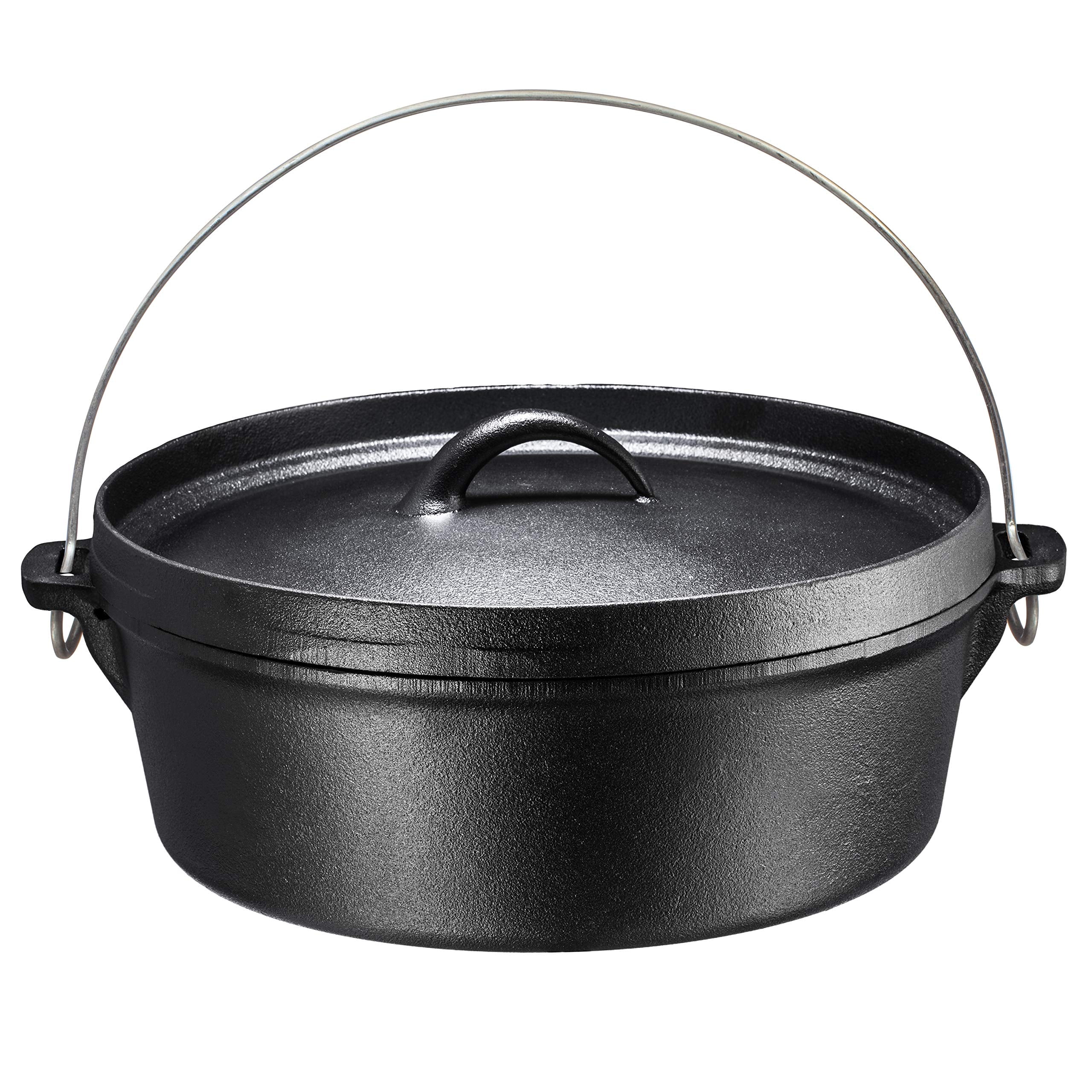 Bruntmor Cast Iron Dutch Oven with Flanged Lid Iron Cover, 6Qtz 