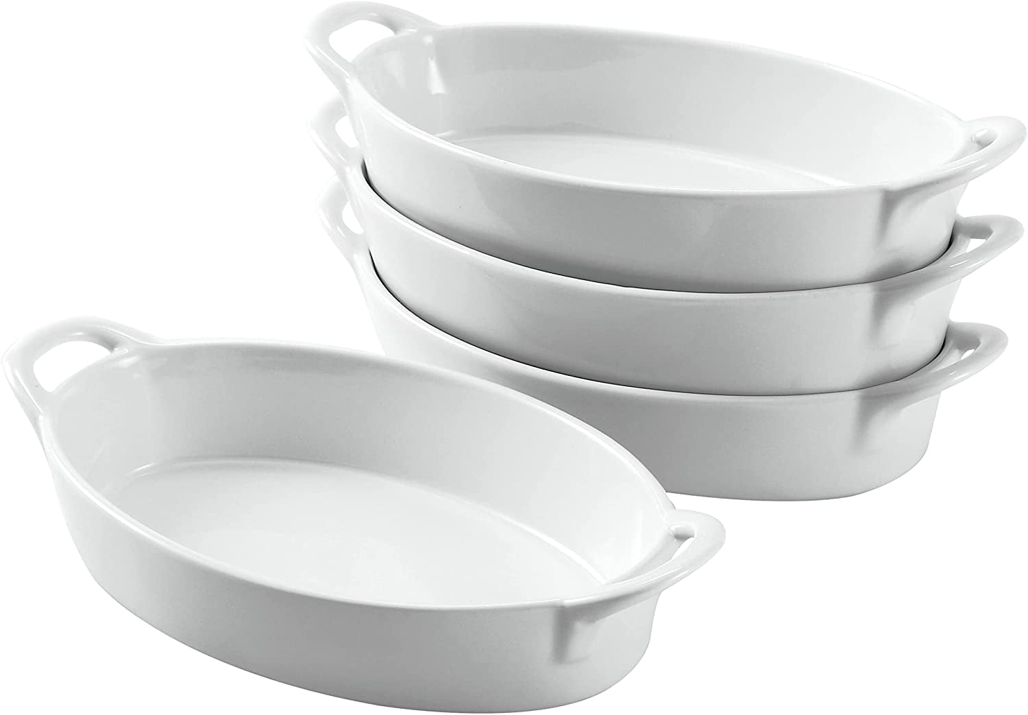 White Oval Ceramic Non-Stick Baking Dish Set of 4