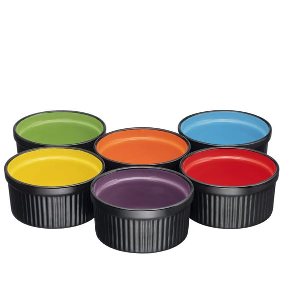 Bruntmor Ceramic Ramekins Souffle Dishes Ramekins - 4 Ounce For Souffle Creme | 1