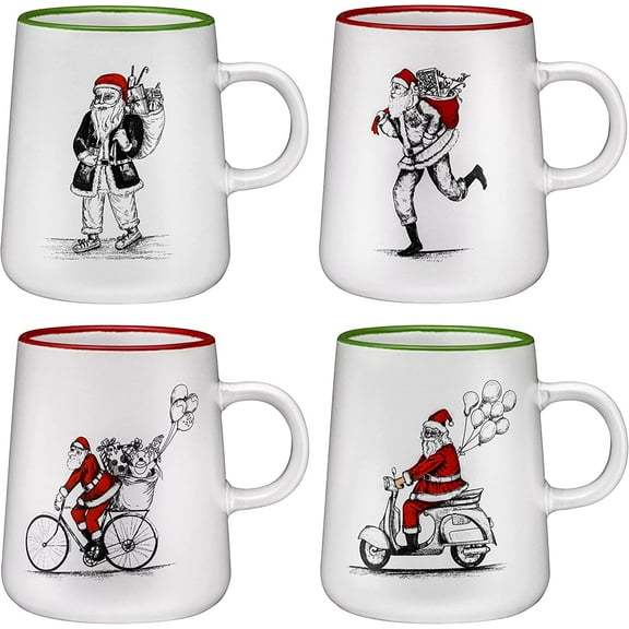 Bruntmor | Christmas Table Decorations Christmas Gift Set 16 Oz Ceramic Holiday