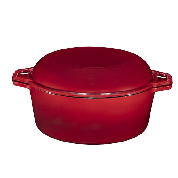 Bruntmor | Enameled 2 In 1 Double Dutch Oven And Domed Skillet Lid 7 Quart
