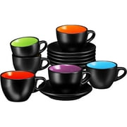 Bruntmor | Espresso Cups With Saucers By Bruntmor - 6 Ounce - Set Of 6 Matte