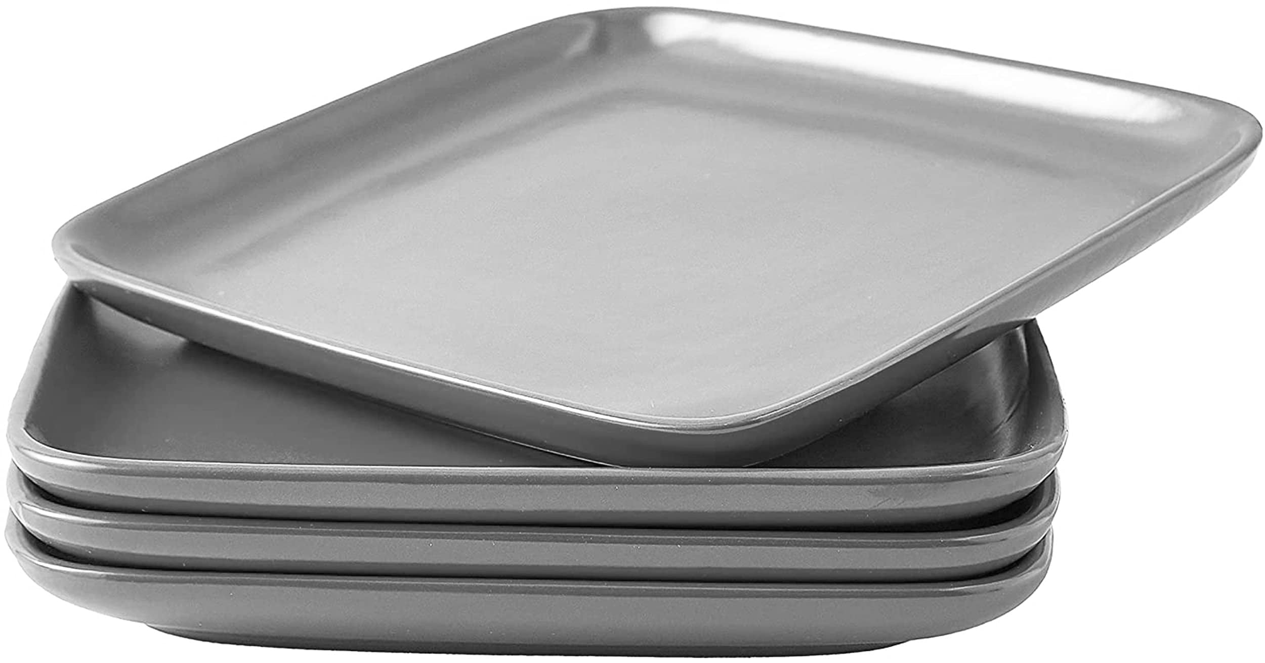 Bruntmor Gray 10"" Ceramic Dinner Plates Set of 4 Microwave, Oven