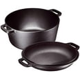 thumbnail image 1 of Bruntmor Heavy Duty Pre-Seasoned 2 in 1 Cast Iron Double Dutch Oven and Domed Skillet Lid - Versatile Healthy Design - Non-Stick - 5-Quart (Pre-Seasoned), 1 of 10