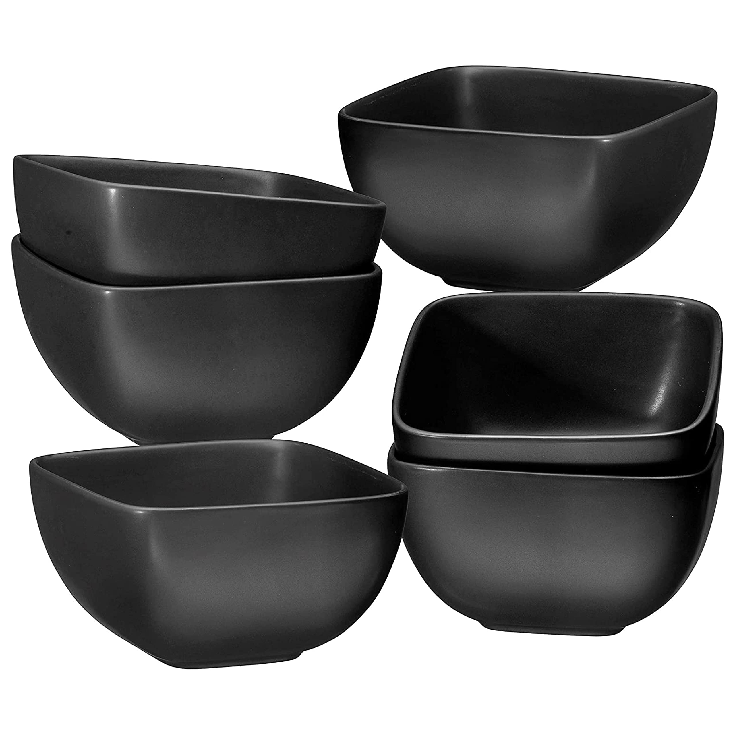 Bruntmor Matte Black Bowls Set Of 6 - 24 Oz Ceramic Serving Plates