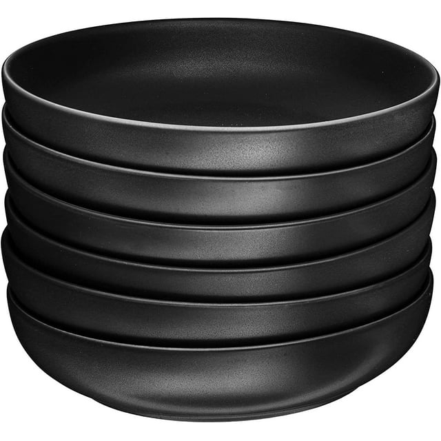 Bruntmor Matte Black Bowls Set Of 6 24 Oz Ceramic Serving Plates